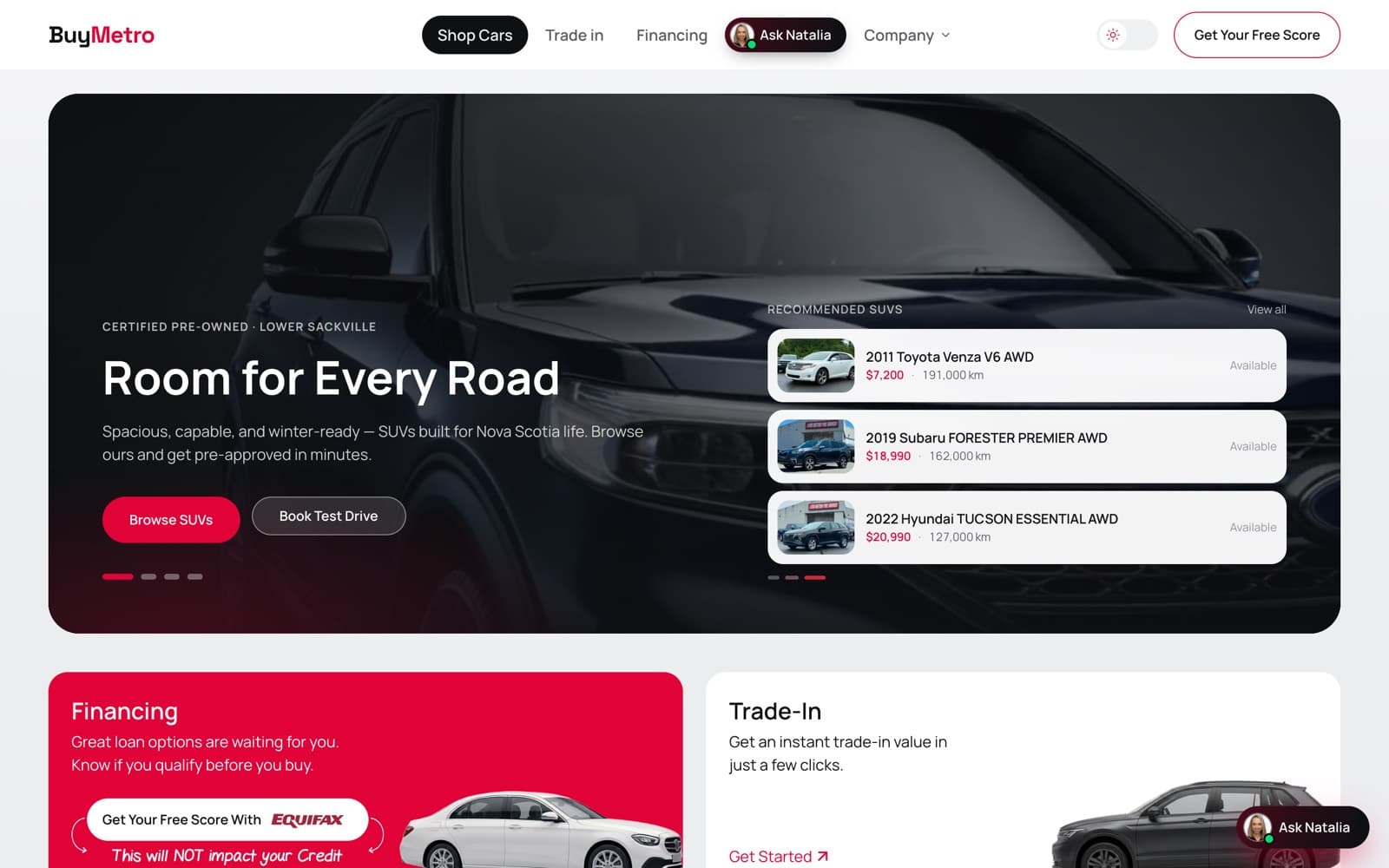 BuyMetro dealer template homepage